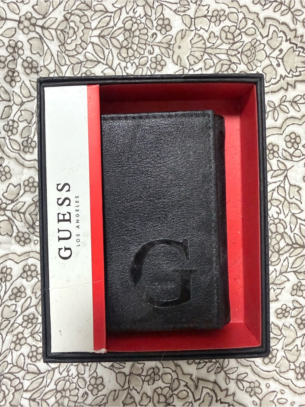 Guess Black Leather Bi-Fold Wallet with Embossed G